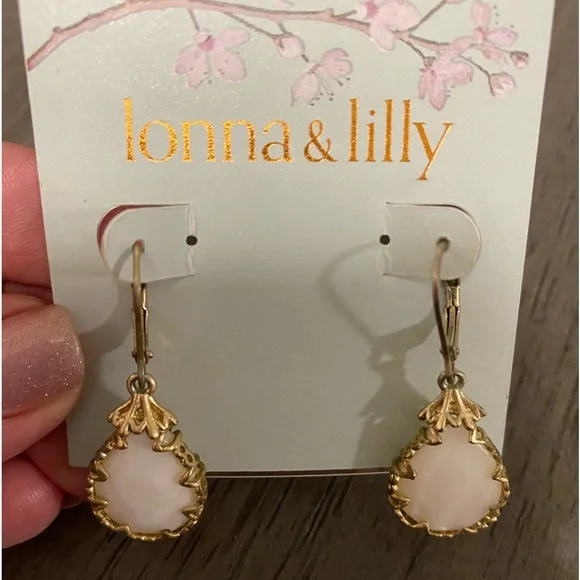 Lonna and Lilly Women's Gold-Tone Stone Drop Earrings - Picture 1 of 2